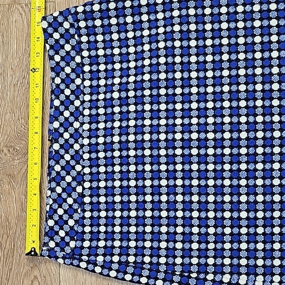 Talbots Wool Blend Tweed Royal Blue Black & White Mod Polka Dot Pattern Skirt - Picture 13 of 13
